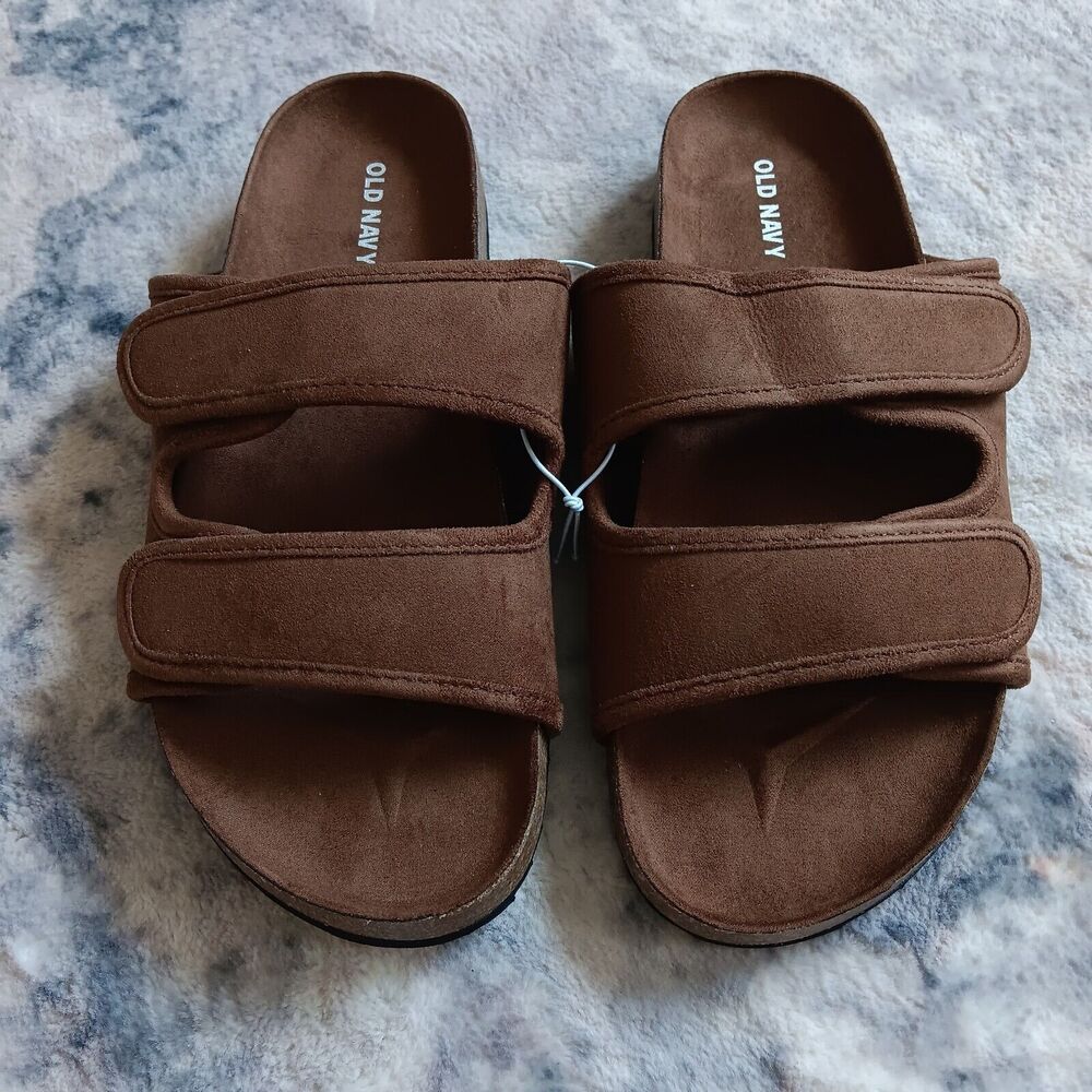Old Navy Double Strap Suede Mens Sandals Cognac Size 6/7